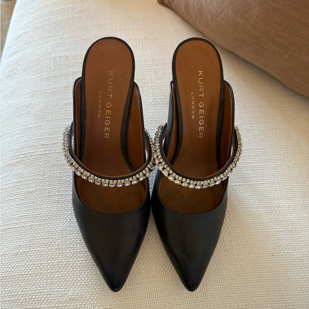 Kurt Geiger Black Crystal Embellished Mules